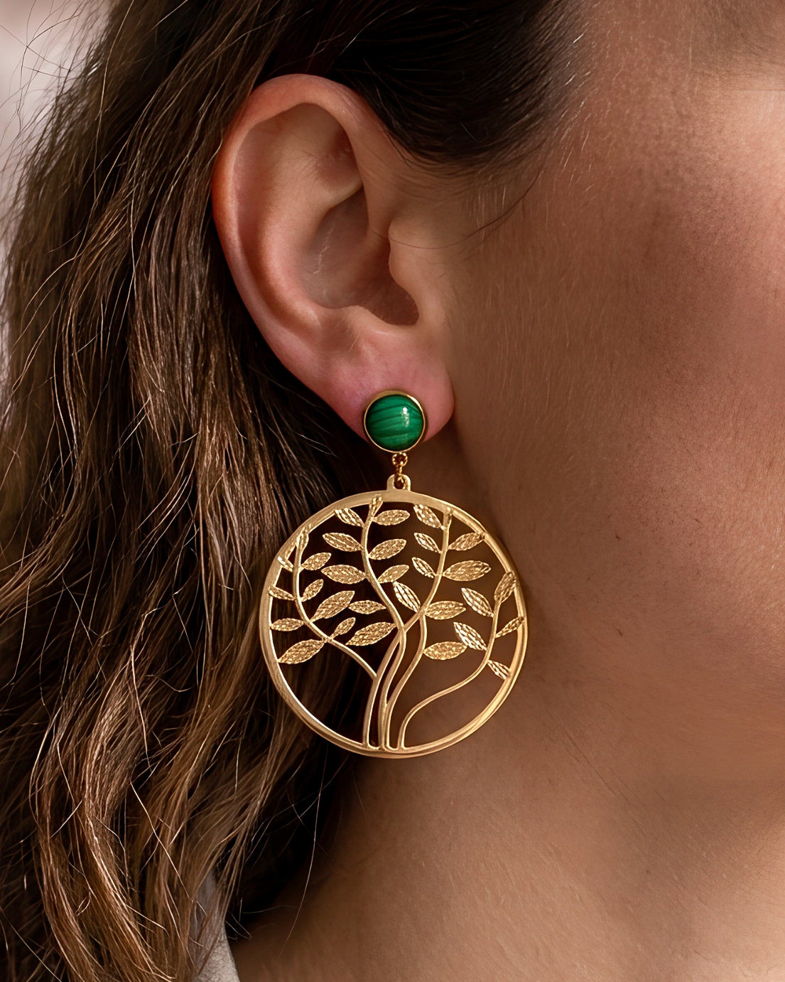 Boucles d'oreilles arbre de vie — acier inoxydable