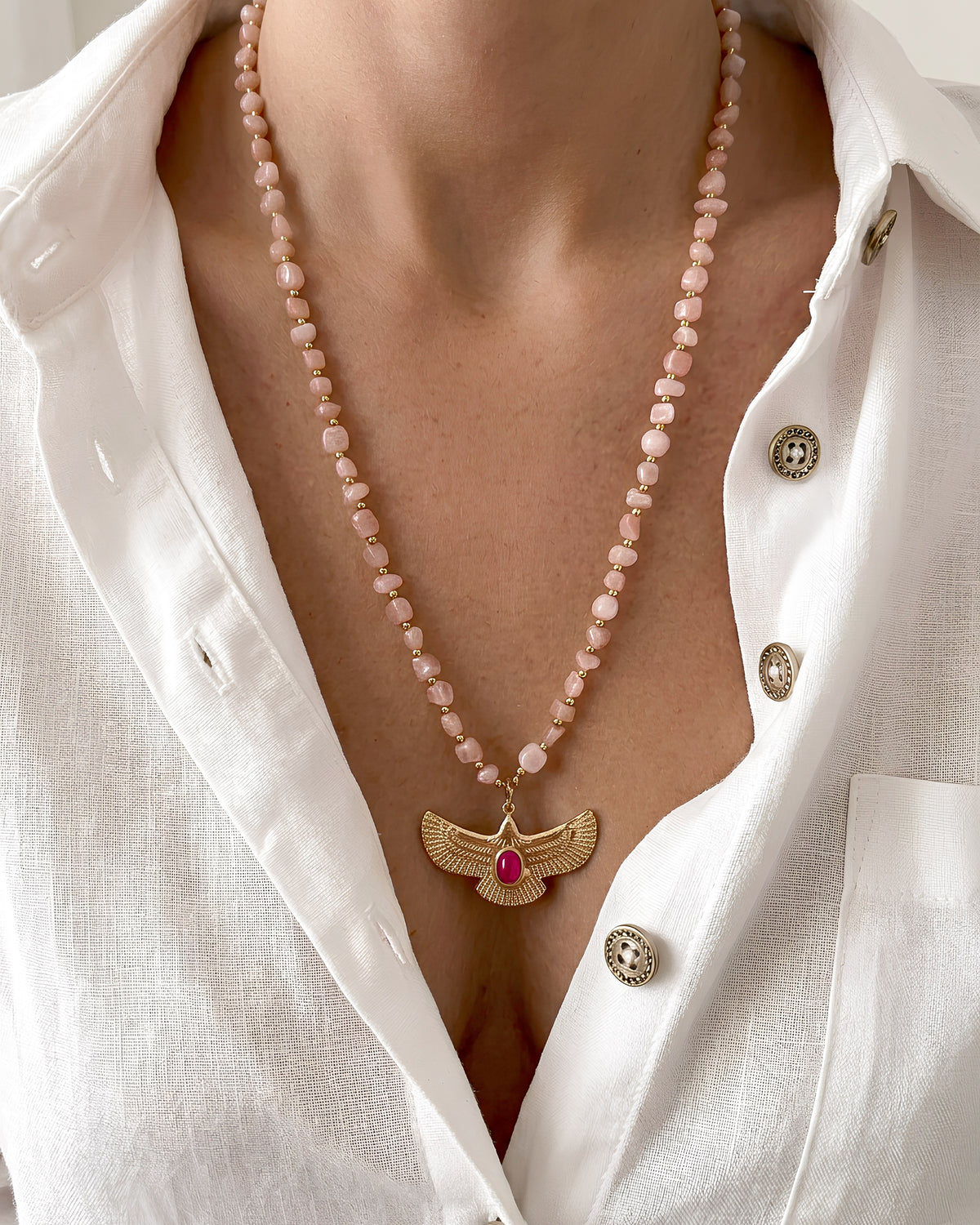 Collier Aigle & perles
